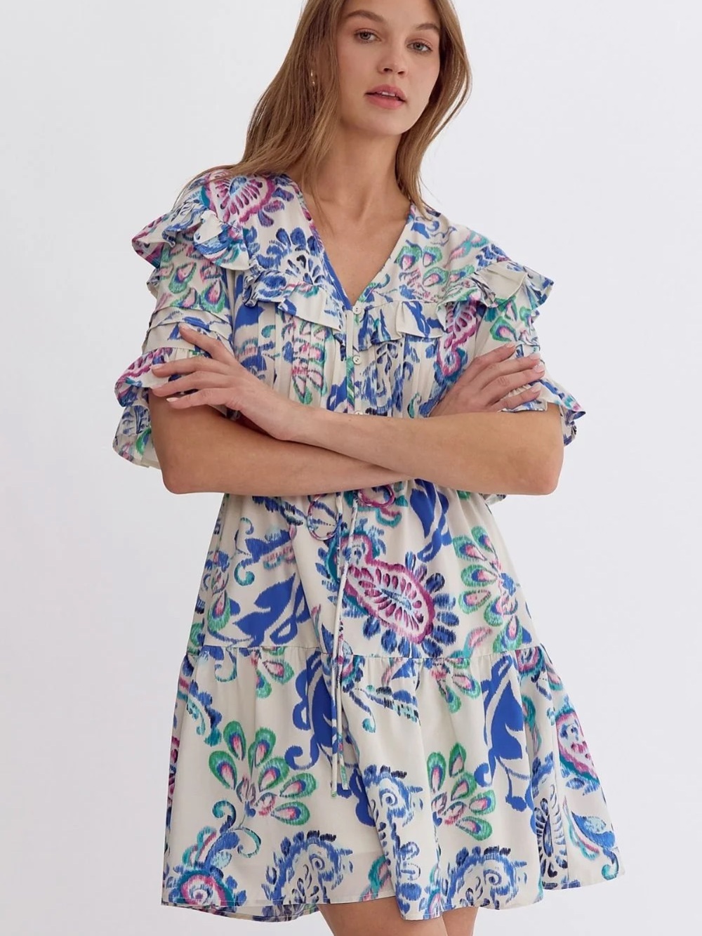 ENTRO Ruffle Dress L - Picture 1 of 8